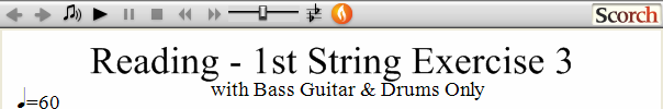 Reading Guitar 1st String Ex. 3 Bass Guitar & Drums