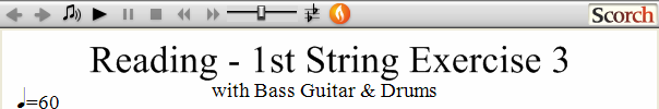 Reading Guitar 1st String Ex. 3 Bass Guitar & Drums