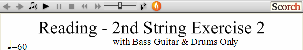 Reading Guitar 2nd String Ex. 2 Bass Guitar & Drums