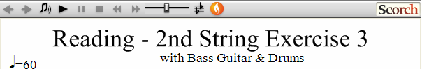 Reading Guitar 2nd String Ex. 3 Bass Guitar & Drums