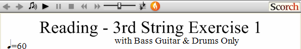 Reading Guitar 3rd String Ex. 1 Bass Guitar & Drums Only