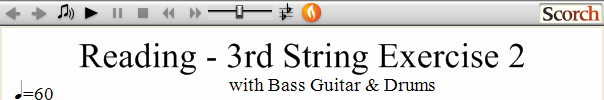 Reading Guitar 3rd String Ex. 2 Bass Guitar & Drums