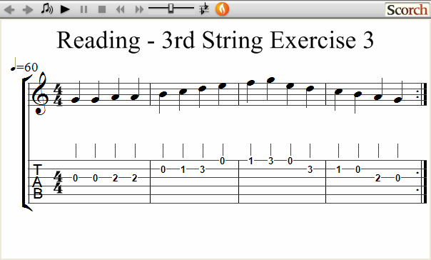 Reading Guitar 3rd String Ex. 3