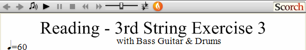 Reading Guitar 3rd String Ex. 3 Bass Guitar & Drums