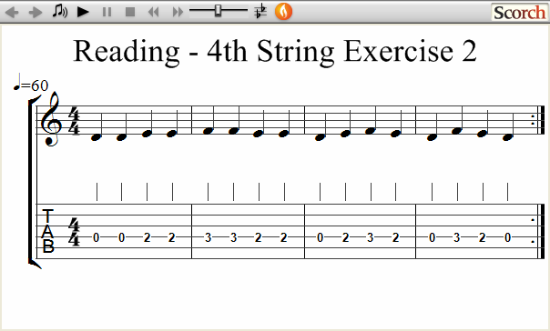 Reading Guitar 4th String Ex. 2