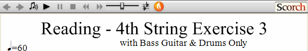 Reading Guitar 4th String Ex. 3 Bass Guitar & Drums