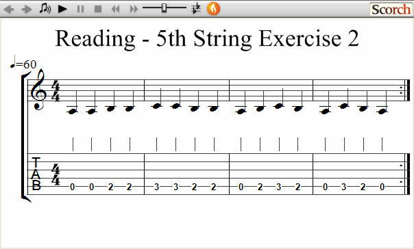 Reading Guitar 5th String Ex. 2