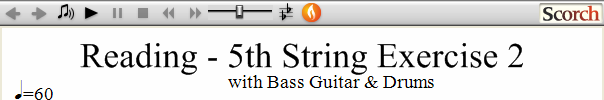 Reading Guitar 5th String Ex. 2 Bass Guitar & Drums