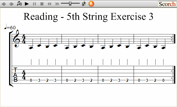 Reading Guitar 5th String Ex. 3