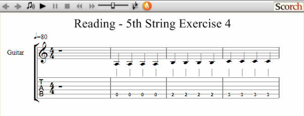 Reading Guitar 5th String Ex. 4