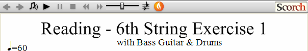 Reading Guitar 6th String Ex. 1 Bass Guitar & Drums