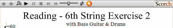 Reading Guitar 6th String Ex. 2 Bass Guitar & Drums