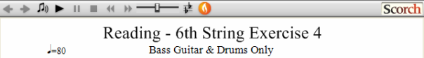 Reading Guitar 6th String Ex. 4 Bass Guitar & Drums
